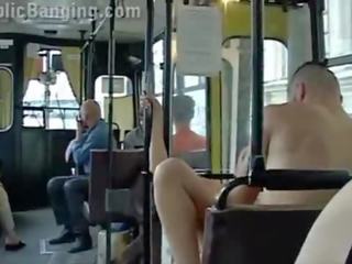 Extreme public sex in a city bus with all the passenger watching the couple fuck